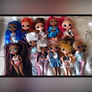 11 OmG dolls and accessories hats bags shoes bundle